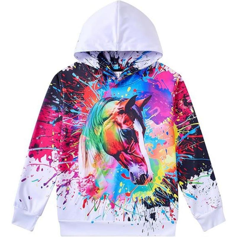 Podzimní Barevný Kreativní Vzor 3D Tištěné Mikiny Módní Ležérní Sportovní Dlouhý Rukáv Dětské Chlapecké Mikiny s Kapucí