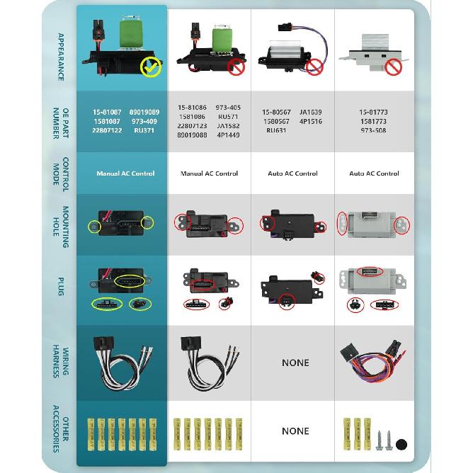 Marsflex Blower Motor Resistor 22807122 1999 2000 2001 2002 2003 2004 2005 2006 For Chevy Avalanche Silverado Suburban Tahoe, For GMC Sierra Yukon,
