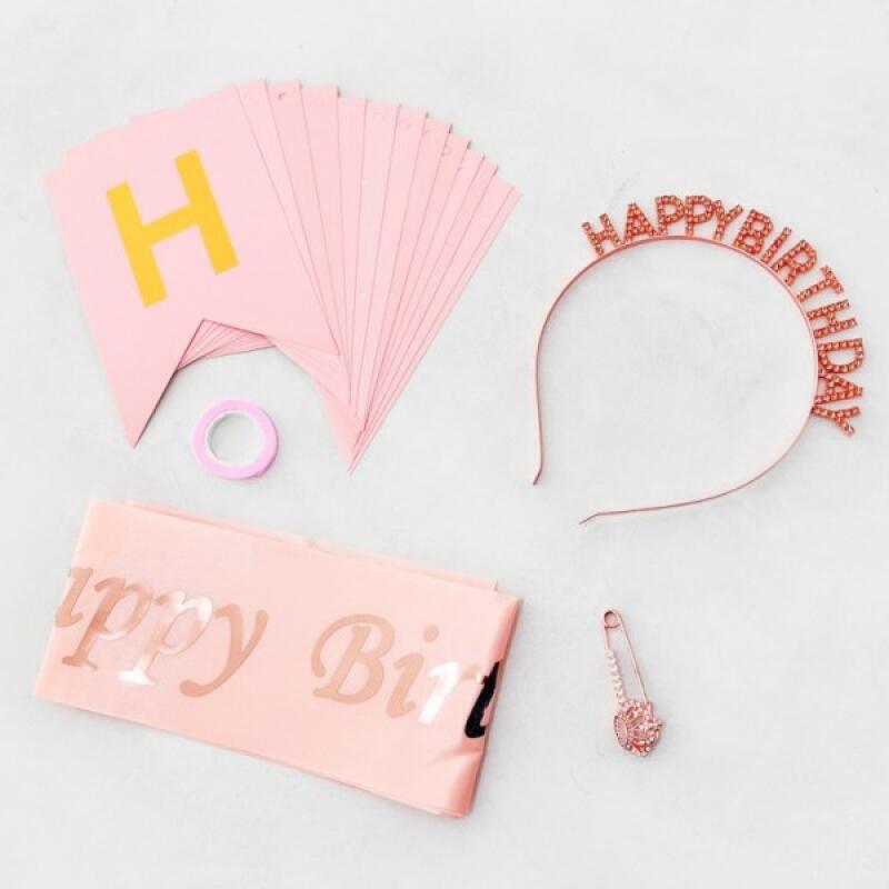 

Birthday Party Garland + Headband + Waistband + Pin Set