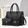 Handheld women's bag 2026 new crocodile pattern texture single shoulder crossbody large capacity three-piece set mother and child bag