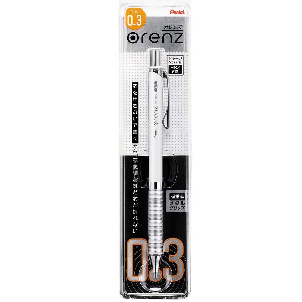 Pentel Mechanical Pencil Orenz Metal Grip White XPP1003G-W 0.3mm