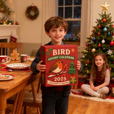 Calendrier de l'Avent Oiseaux 2025 Compte à rebours de Noël 24 Jours avec Décorations Suspendues Oiseaux 2D en Acrylique Cadeau de Fête pour les Amoureux des Oiseaux