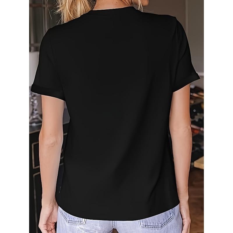 Europäische Größe Damen Lässiges Rundhals-T-Shirt Niedliche Bärenapplikation Polyester-Mischung Viskose Spandex Strickstoff Tiermuster Normale Länge