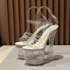 Women's Platform Sandals 18CM Transparent Metal Buckle High Heels Thick Heel Super Waterproof Table Sandals LFD-10367-89
