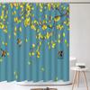 Chinese Flower Bird Shower Curtains Set Printing Waterproof Polyester Leaves Shower Curtains Bathroom Home Decor Mat 180x200CM