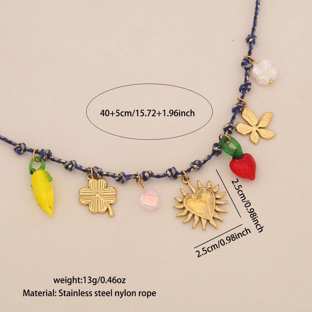 Knotting Rope Shell Pendant Necklace Ocean Series Clavicle Necklace Starfish Necklace  Summer