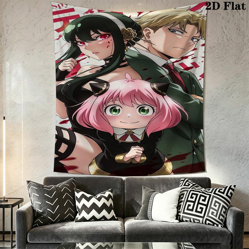Spy X Family Teamwork Action Tapestry Fashion Print Wallmounted Background Cloth Wall Covering Decoration Soft