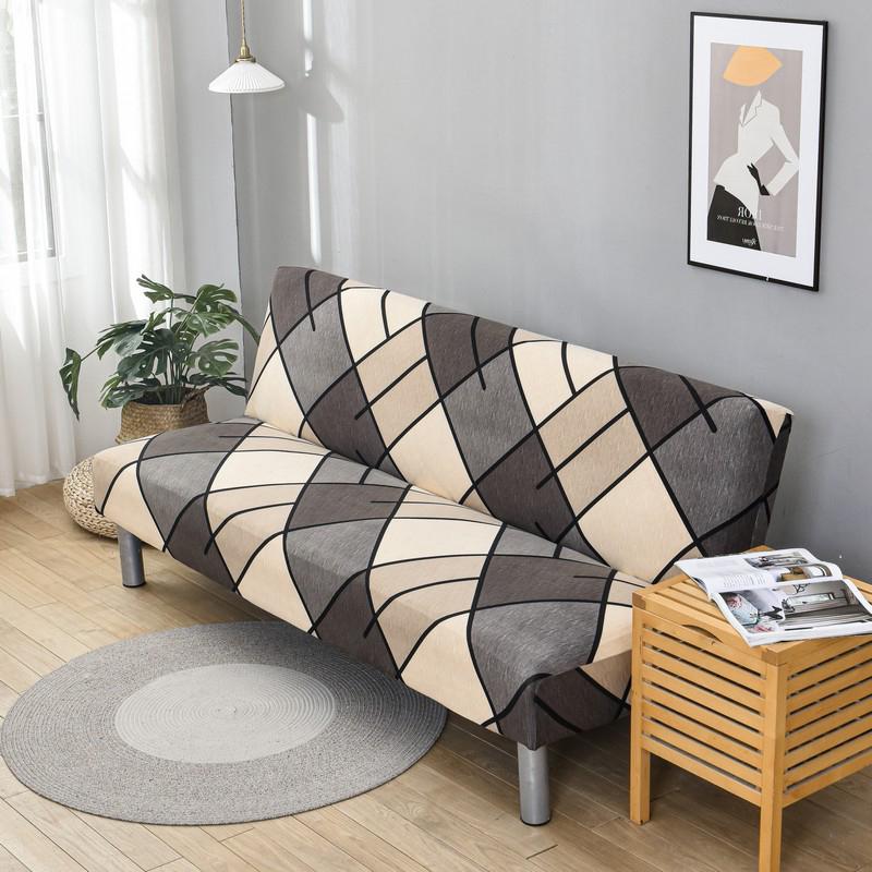 Stretch Futon Cover Armless Sofa Slipcover Folding Sofa Bed Couch Cover Washable Furniture Protector for Sofa Without Armrest