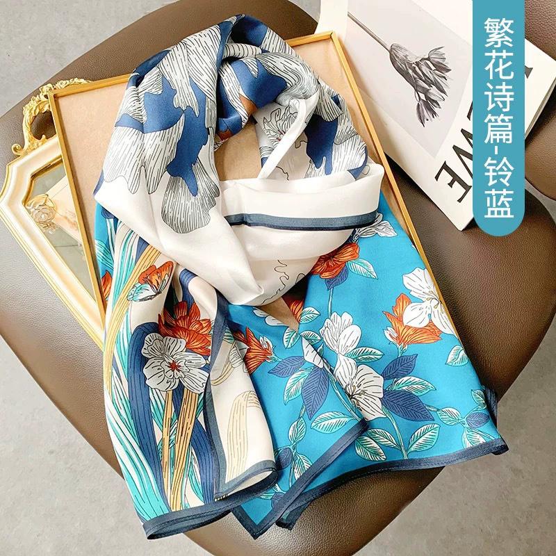 New 100% Natural Real Silk Scarf Women Luxury High Quality long  Fashion Neckerchief Lady Shawl Wraps Hijab Bandana Scarves