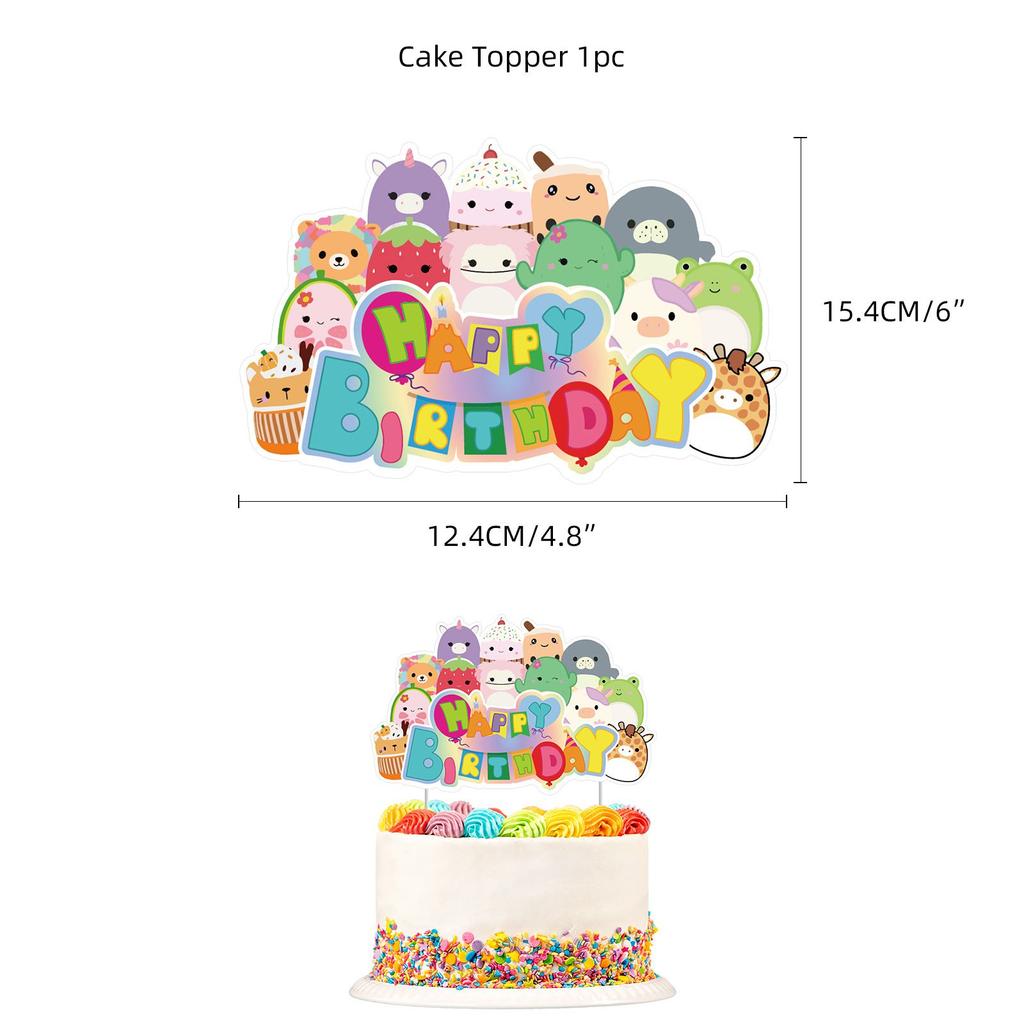 Party Squishmallows Birthday Supplies Cupcake Topper Balloon Banner Decoration