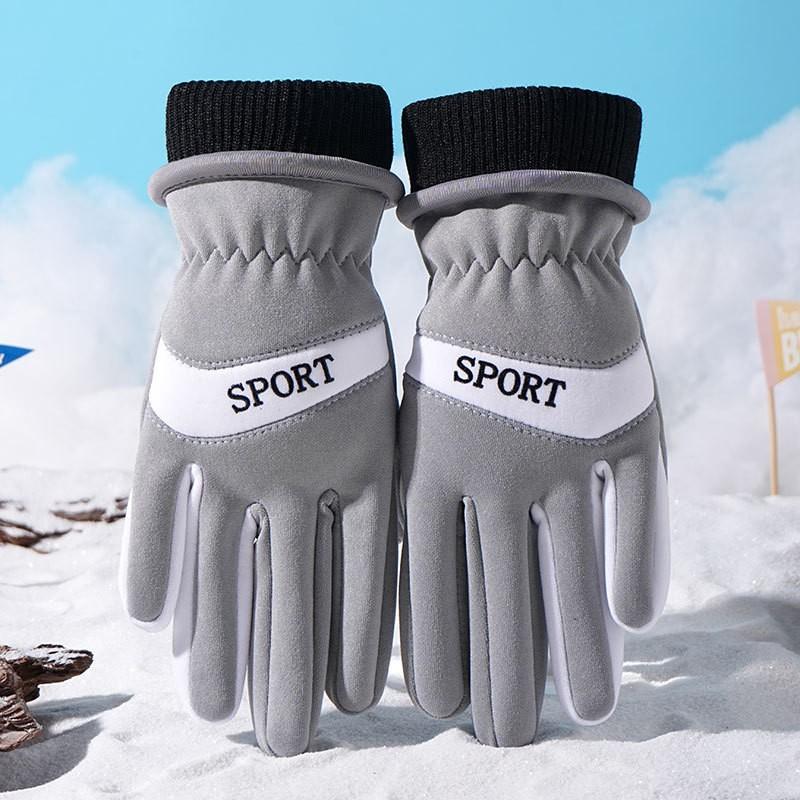 Kids Winter Warm Fleece Lined Gloves With Glow-in-the-Dark Dinosaur Print Windproof Waterproof Outdoor Cycling Play