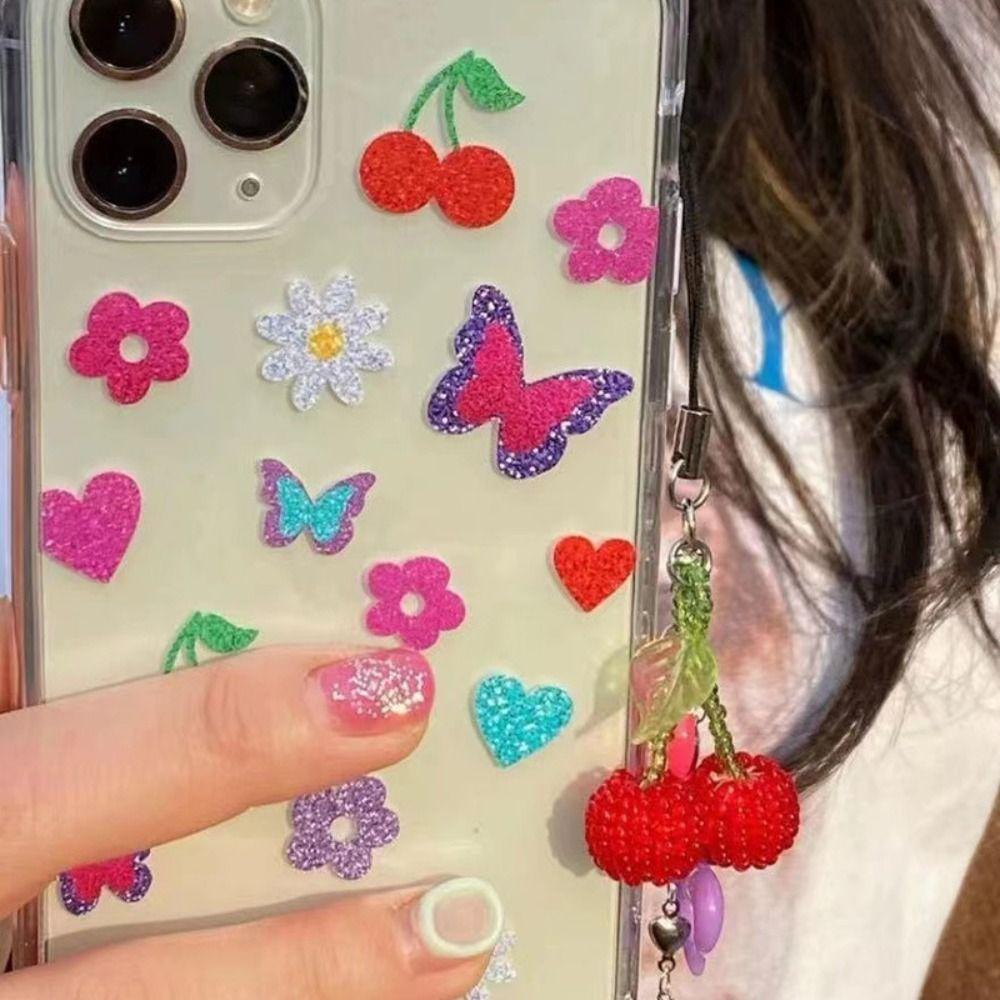 Phone Strap Beaded Y2K Mobile Phone Charms Short Anti Lost Summer Cherry Pendant Ins Key Ring Cherry Phone Lanyard Jewelry Gift