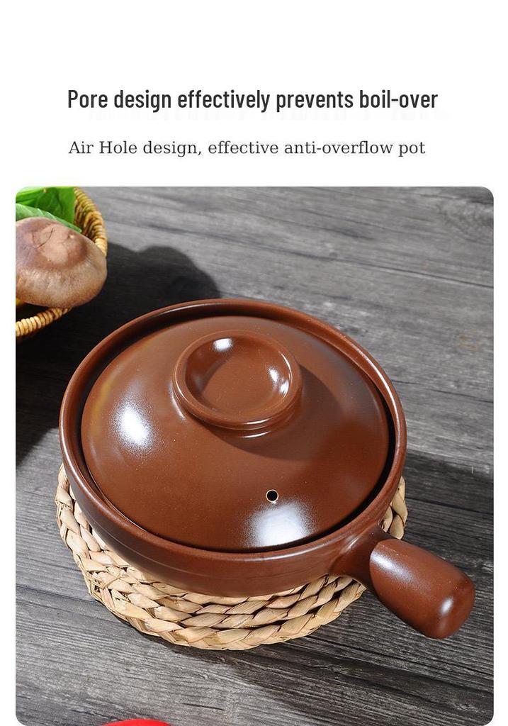 High-Temperature Resistant Clay Pot with Handle for Claypot Rice & Noodles - Durable, No Crack, Small Commercial Sand Pot