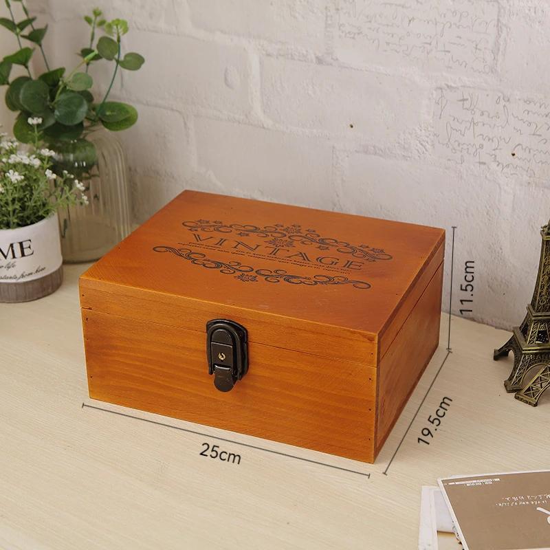 Kilitli saklama alanına sahip Vintage masif ahşap özel koleksiyon hatıra kutusu Belge düzenleyici saklama Ahşap mücevher kutusu