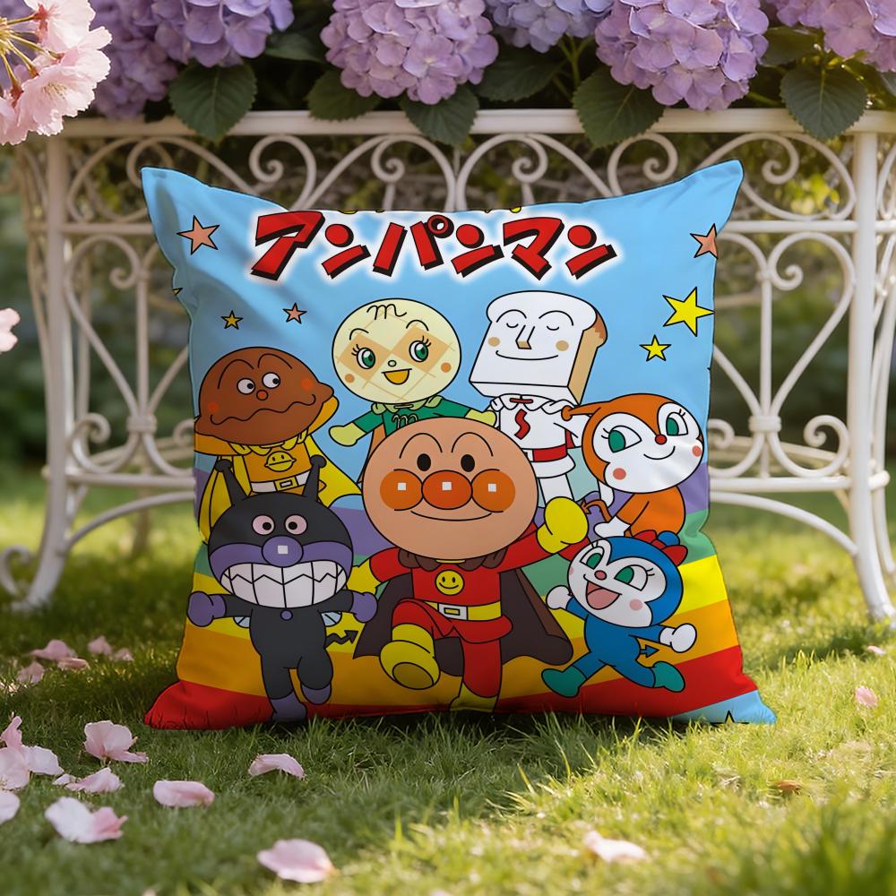 Cute A-Anpanman anime Cushion Cover Home & Car Dual-Scene Pillow Cover: Reversible for Premium Comfort