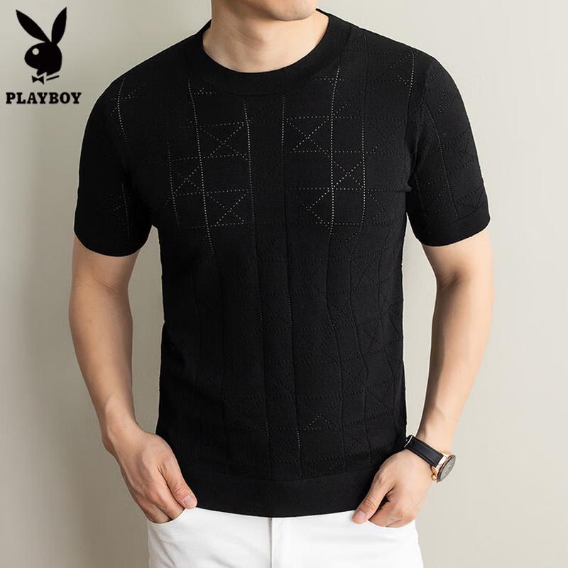 Playboy Men s Casual Plaid Short Sleeve T-Shirt 3XL