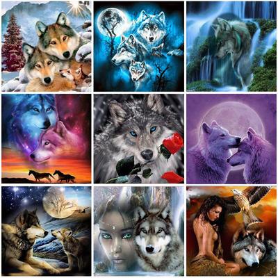 DIY Wolf 5D Diamant Malerei voller Runde Bohrer Harz Tier Diamont Stickerei Kreuzstich Home Decor Drop &;Schiff Wandkunst