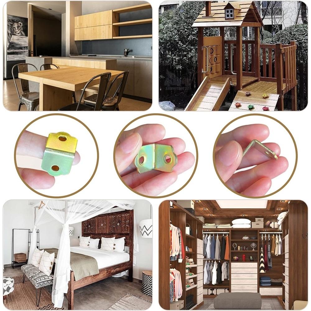 Set Of 20 Small Angle Connectors, Metal 90-degree L-shaped Angle Connectors, Suitable For Repairing Or Reinforcing Wooden Furniture,  Cabinets,  Etc.