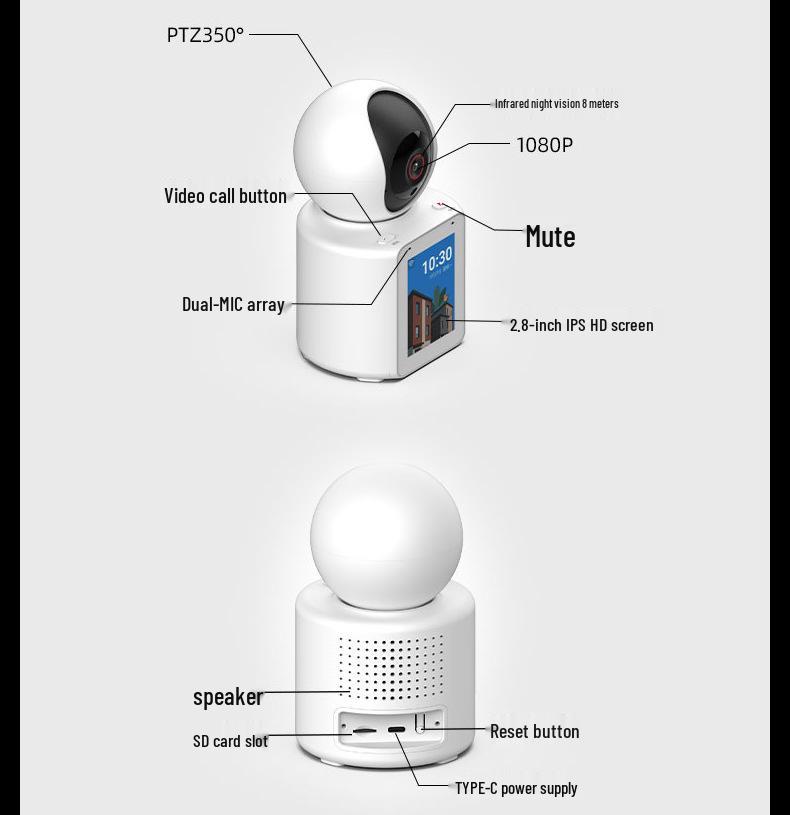 4G Wireless Indoor Surveillance Camera with Night Vision & Voice Video 360°