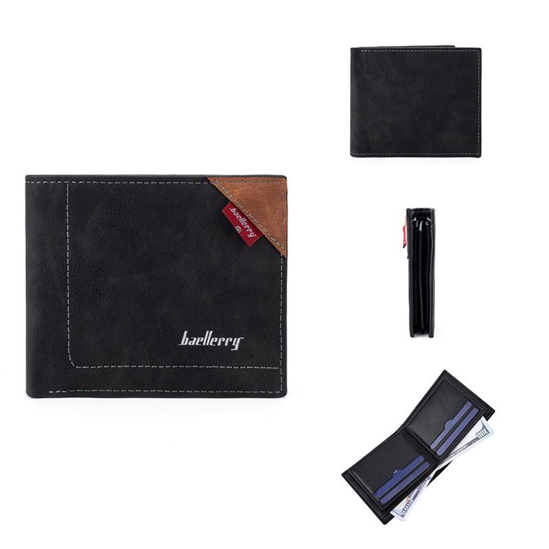Baellerry Men Fashion Wallets Vintage Design Short Card Holder Artificial Leather Business Purse Money Bags