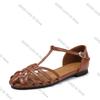 Fashion Braided Hollow Low-heeled Closed-toe Sandals for Women for Summer Outdoor Wear 2025 New Breathable Fashion Holiday Roman Shoes