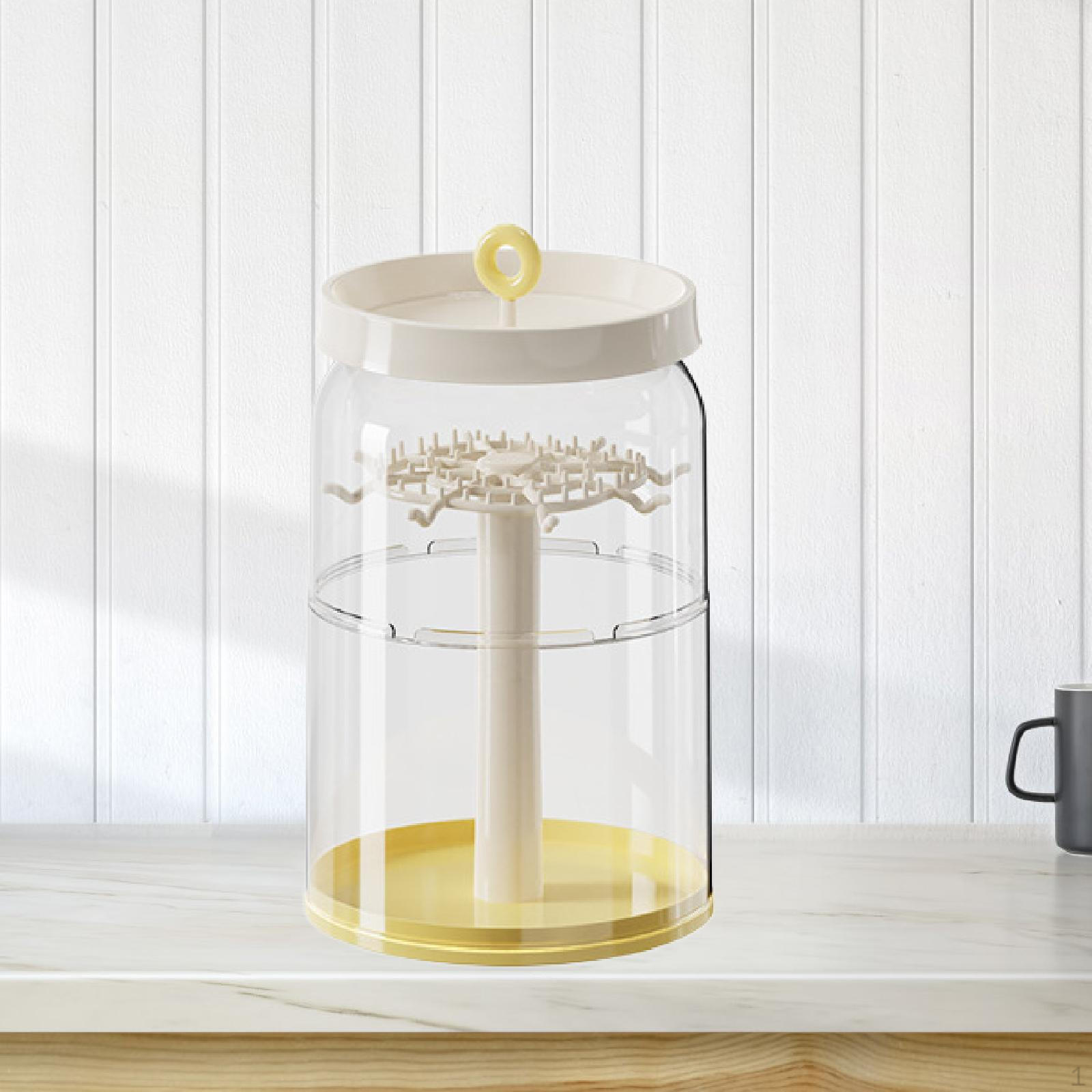 

Figure Display Case Pendant Holder 360° Rotating Doll Storage Box for Mini Toys Creamy Yellow