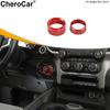 Interior Headlight & Gear Switch Knob Cover Trim Ring for 18+ Dodge RAM 1500 Red