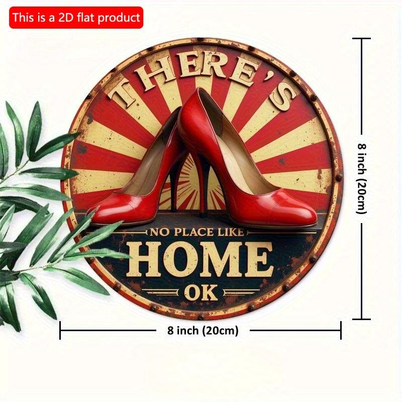 2d Flat 20*20cm Circular Wooden Sign, No Place Like A Home Logo, Unique, Durable, Easy To Hang Wooden Decoration, Suitable for Bedrooms, Kitchens
