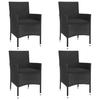 Vidaxl 5-Cz. Garden Furniture Set With Cushions, Black, Poly Rattan