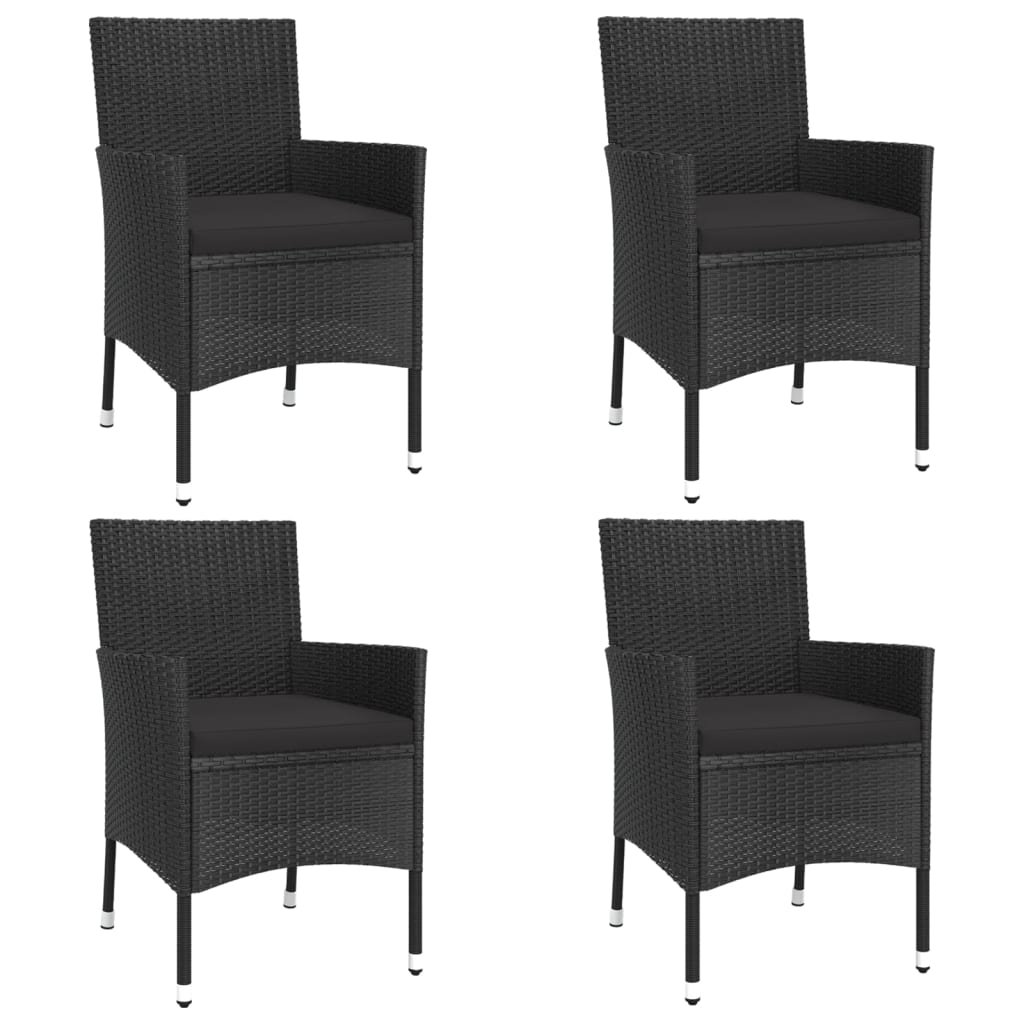 Vidaxl 5-Cz. Garden Furniture Set With Cushions, Black, Poly Rattan