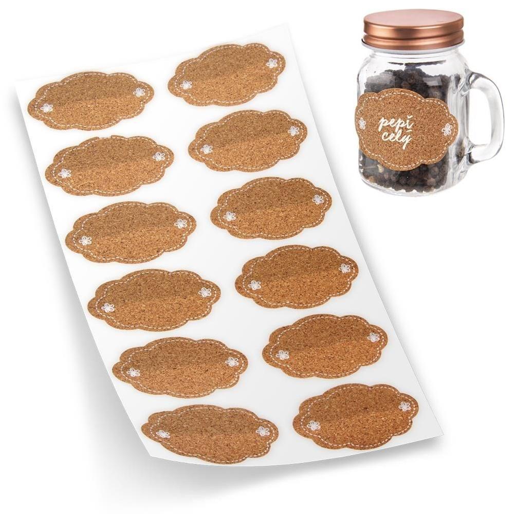 Self-Adhesive Cork Jar Labels 12-Piece 5.8x4cm