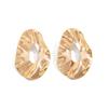 Wind Liquid Metal Pleated Stud Earrings Fashionable Geometric Hollow Glossy Earrings Women