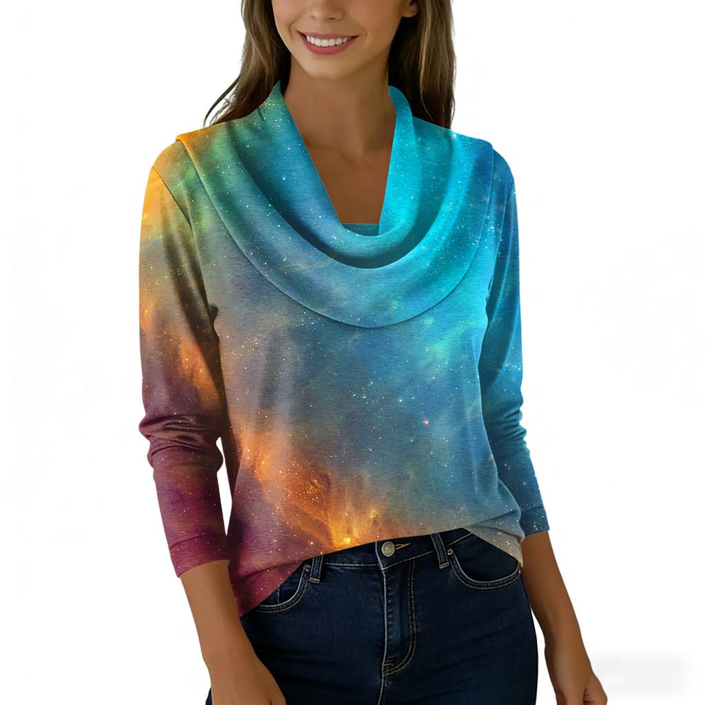 Dam Casual Och Moderiktig Rundhals Långärmad Tryckt Topp Tröja