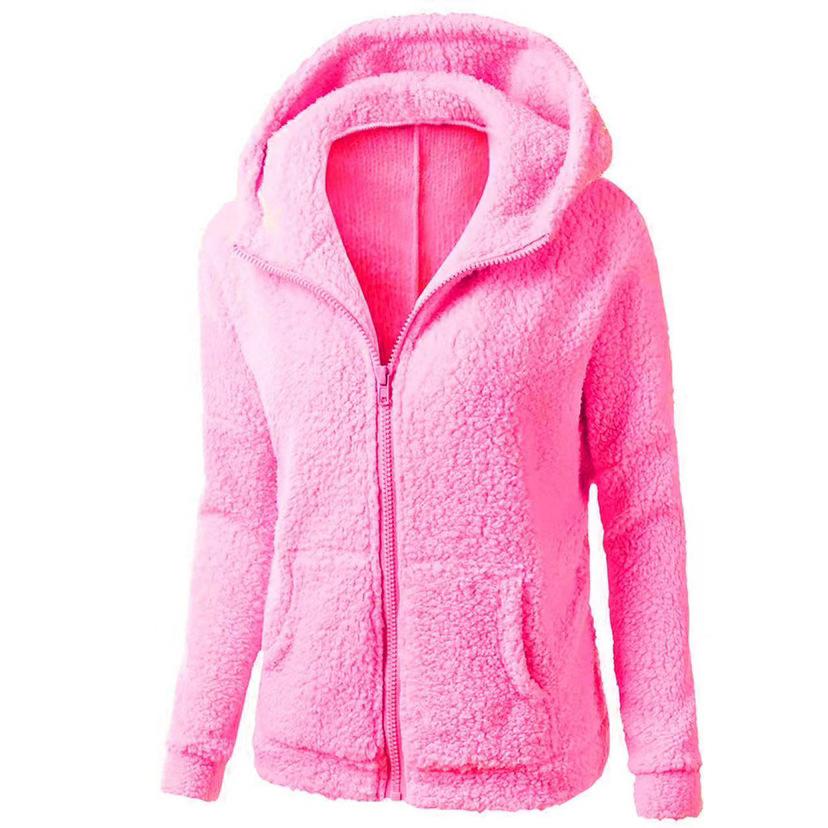 Autumn Winter Warm Jacket Women Hoodie Hooded Casual Female Hoodies Sweatershirt Zipper Coat Solid Soft Fleece Women Coat