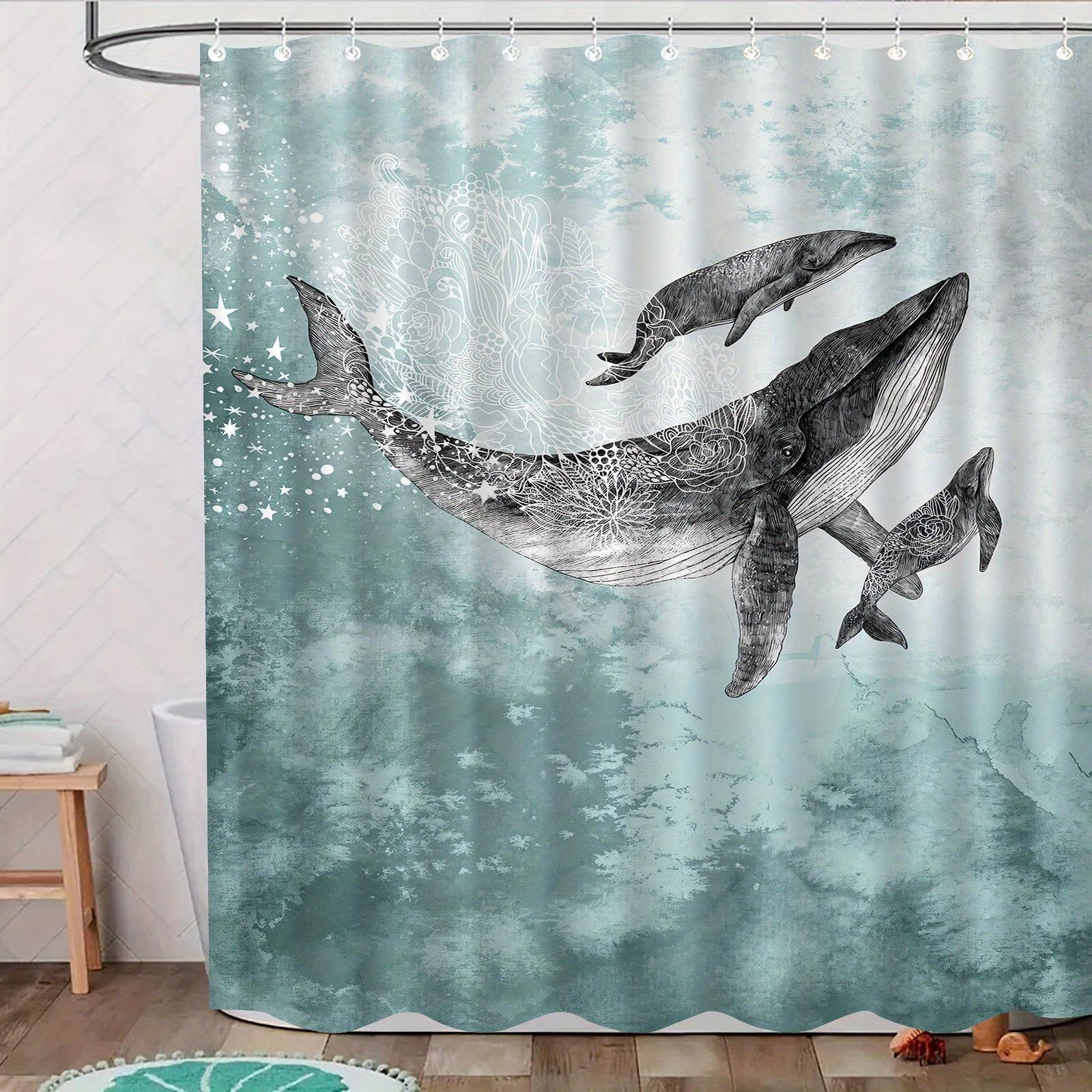 

1 Pcl Exquisite Whale Background Pattern Shower Curtain, High-End Elegant Bathroom Decorative Curtain, Multi-Function W60H190(CM)-1 Pcs