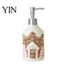 Christmas Theme Container Ceramic Soap Dispenser, Gingerbread Man House Bear Liquid Hand Festive Dispenser Container, Refillable Shower Gel