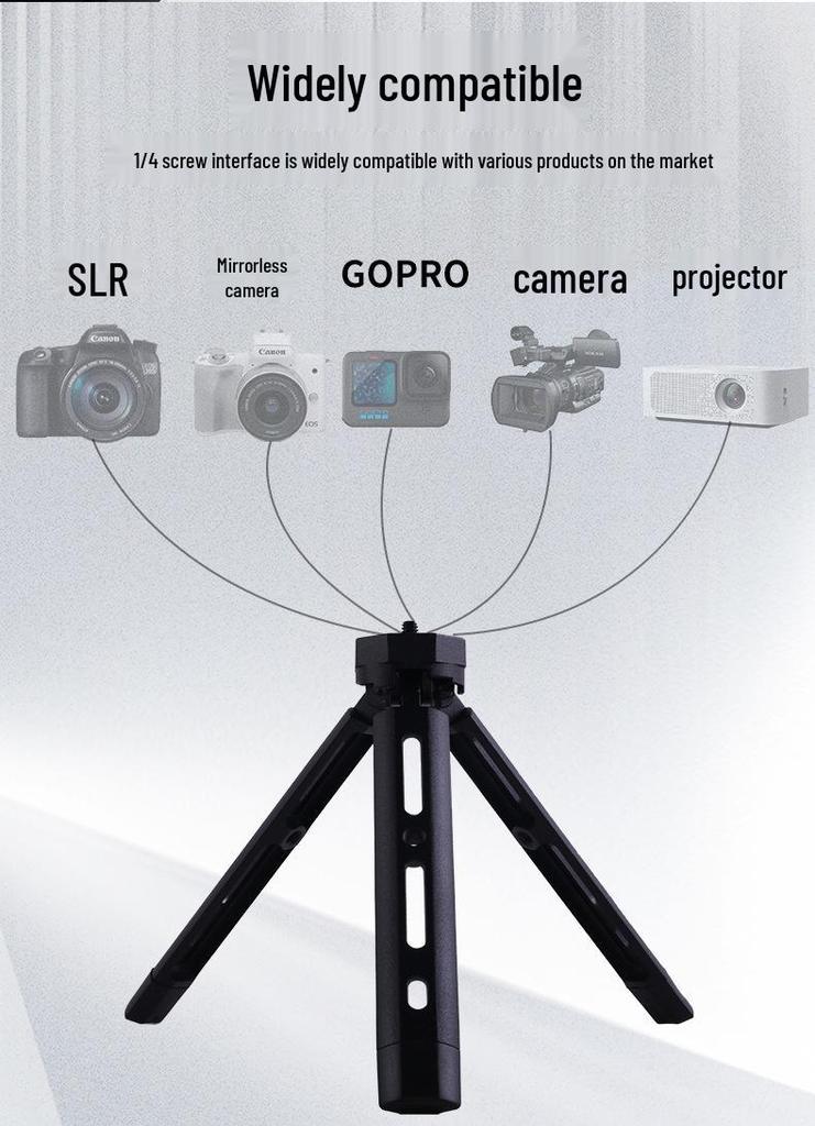 Adjustable Aluminum Camera Tripod: Four-Stage Portable Desktop & Mobile Phone Holder