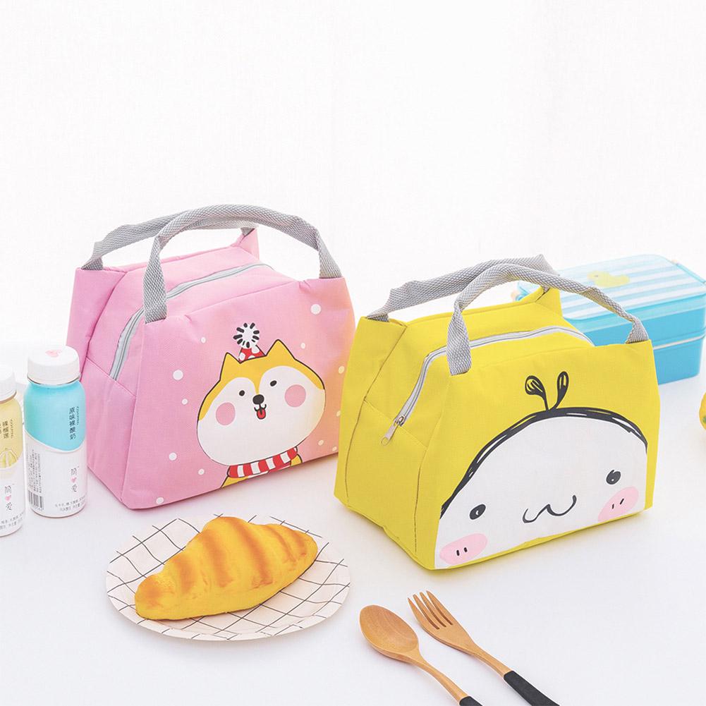 Cute Cartoon Printing Waterproof Insulation Oxford Lunch Bag with Handle for Outsoor Student