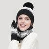 3Pcs/Set Winter Hat Scarf Gloves Set Plush Ball Decor Hat Thickened Plush Lining Neck Gaiter Touch Screen Gloves Set