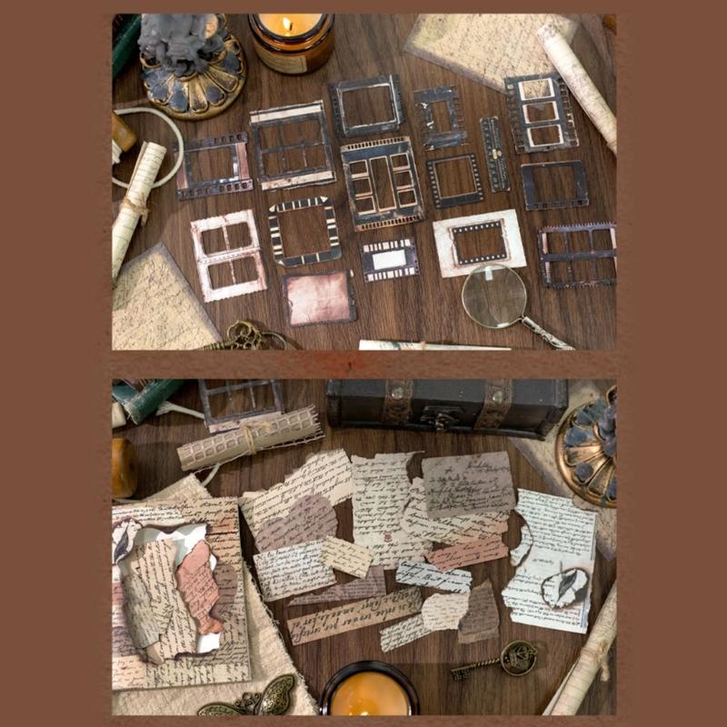15Sheets Antique Paper Sticker Decorative Scrapbooking Sticker For Notebook Journals Card Making Craft Embellishments