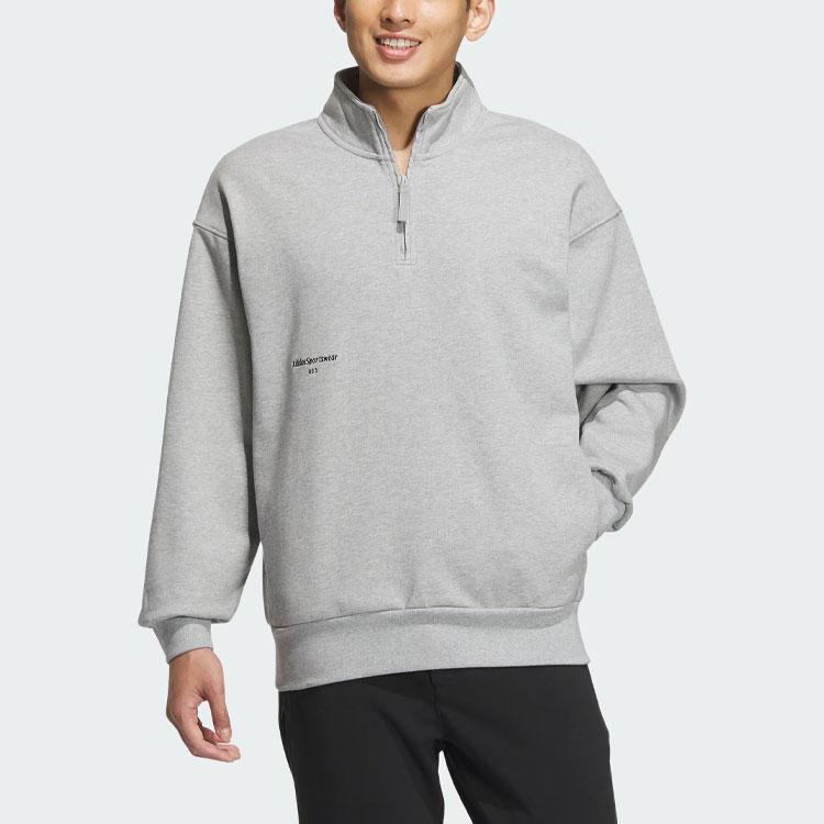Adidas Small Logo Crew Sweatshirt With Letter Details Men Tops Medium-Heather-Grey IZ1597