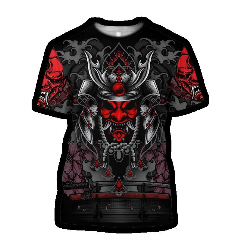 Summer Fashion Men Samurai graphic t shirts Personality Casual Cool Trend Printed Tees Oversized O-neck quick-drying t-shirt Top