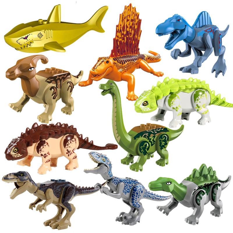 Jungle Adventure Beast Animals Tiger Bear Jurassic Park World Dinosaurs Elephant Model Building Blocks Figure Toys For Children