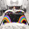 Homewish Colorful Rainbow Duvet Cover Set American Flag Print Bedding Set Love Theme Bed Set Room Decor