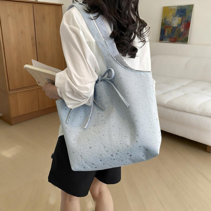 New Star Floral Tote Bag for Women Large Capacity Casual and Simple Shoulder Bag Cute Fashiable and Versatile Commuter Bag