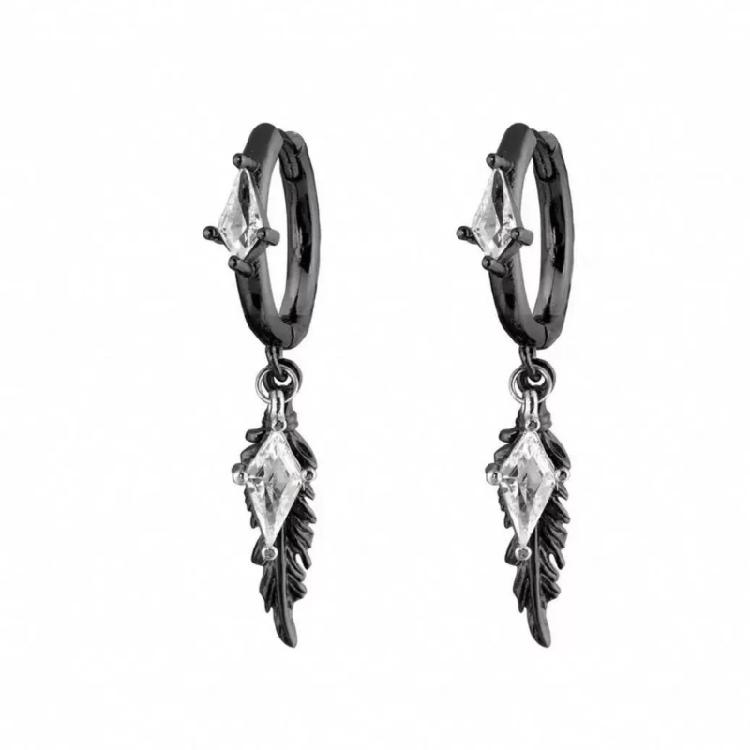 

Contemporary Abstract Plume Drop Earrings With Prong Set Stones Lightweight Comfortable Formal Party Jewelry