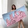Himari Myfriend Pink Rabbit Spoof MEME Popular Beach Towel Colorful Bath Towels For Girl Microfiber Quick Dry Sand Free