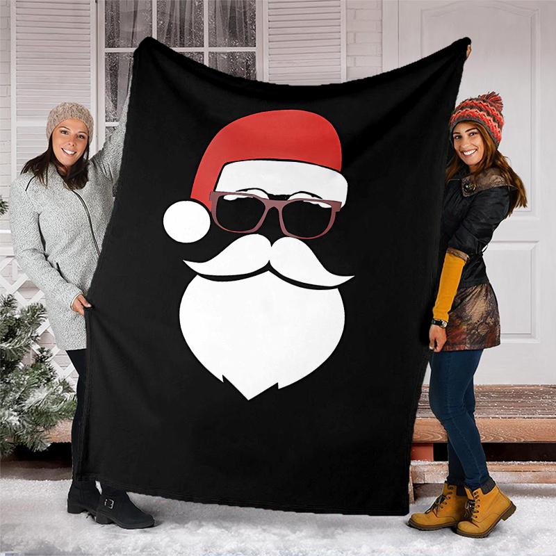 Christmas Santa Claus Theme Printed Blanket - Perfect for Couch, Bed, Travel & Outdoor Use | Machine Washable, Cozy & Durable.