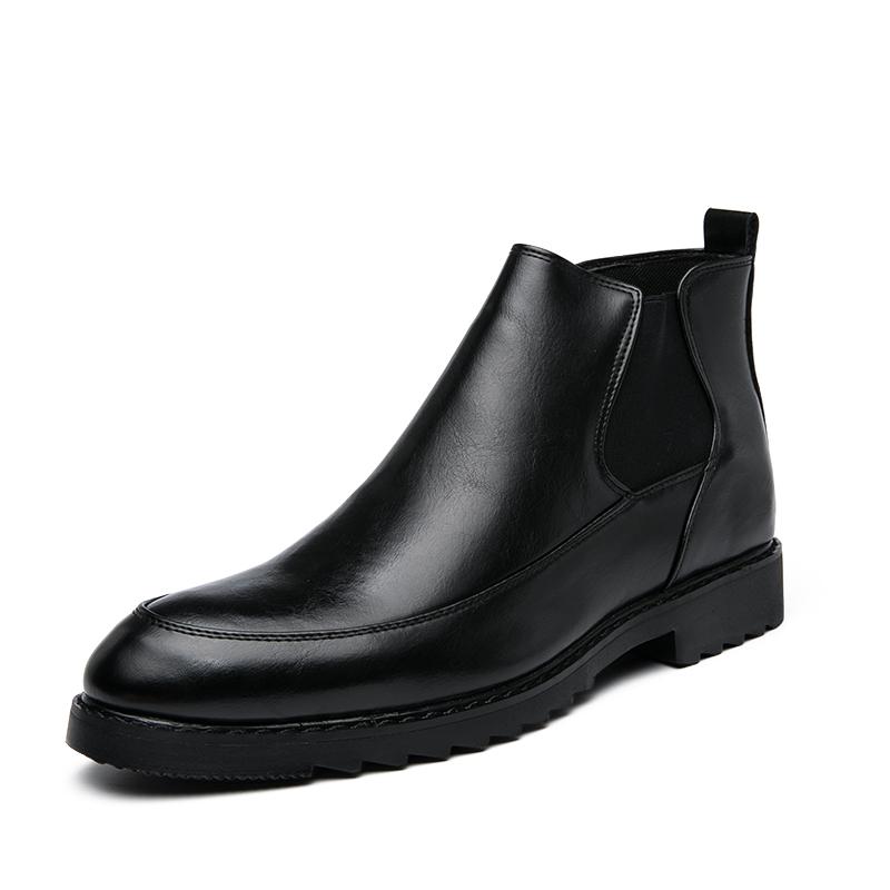 

Деловые коричневые ботинки для мужчин с деталями строчки и нашивками, челси на резинке 38