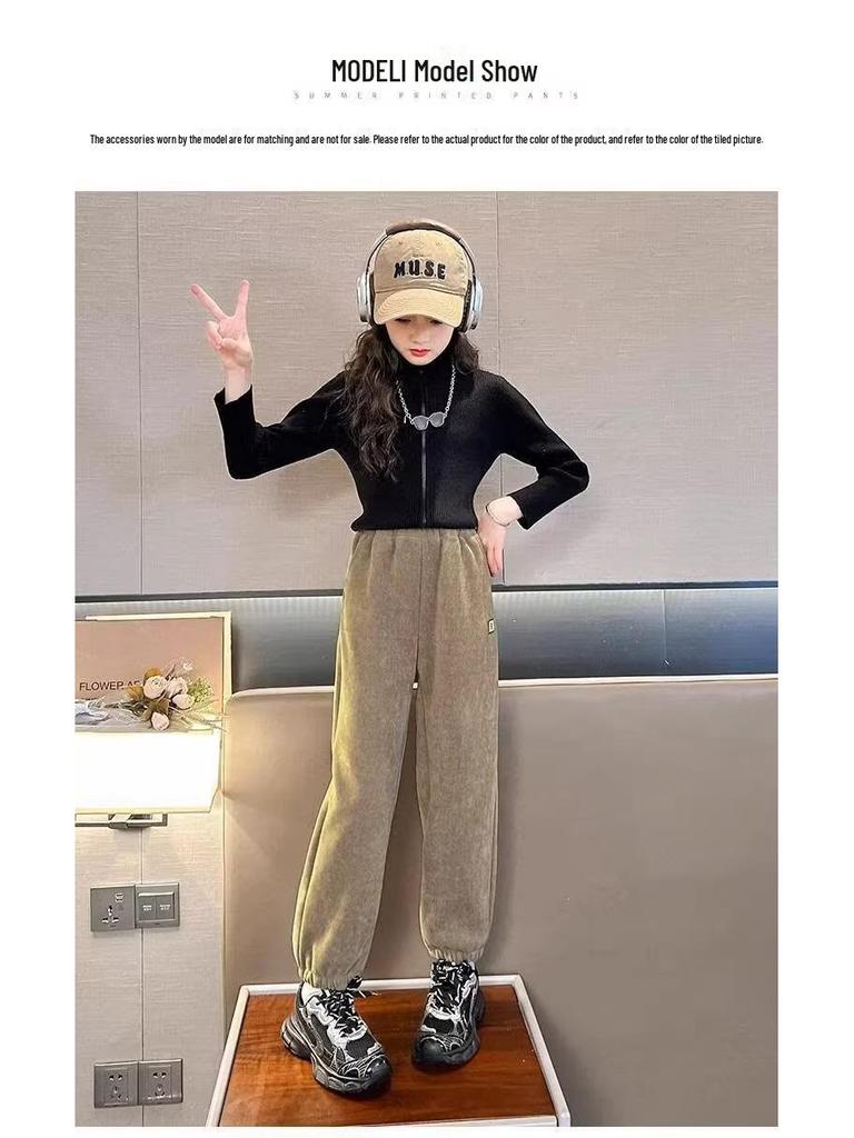 Winter-Cordhosen für Mädchen (Übergröße, mit Samtfutter): Dicke, stylische Herbst-/Winter-Freizeithosen für große Mädchen